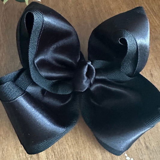 Handmade black grosgrain satin bow | classic boutique hair accessory for girls by The Britt Bow Co.