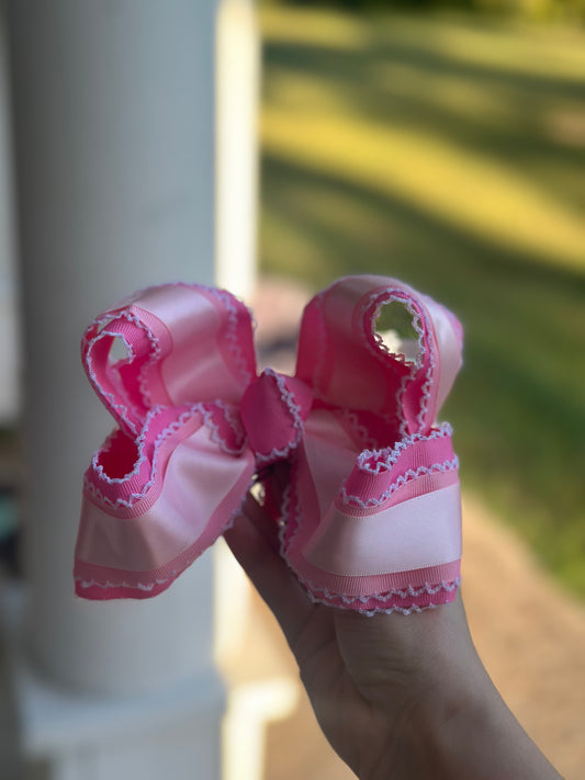 October Breast Cancer Awareness hair accessory in soft pink satin and grosgrain.
