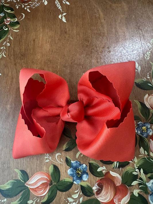 Burnt orange grosgrain bow scallops Britt bow co